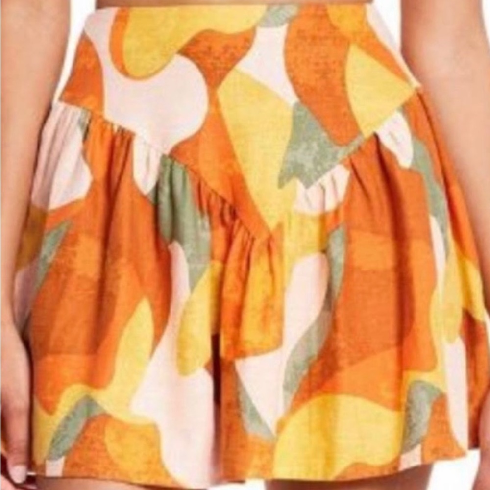 Mixed Paint Print Mini Skirt - Fe Noel x Target Orange/Green/Peach